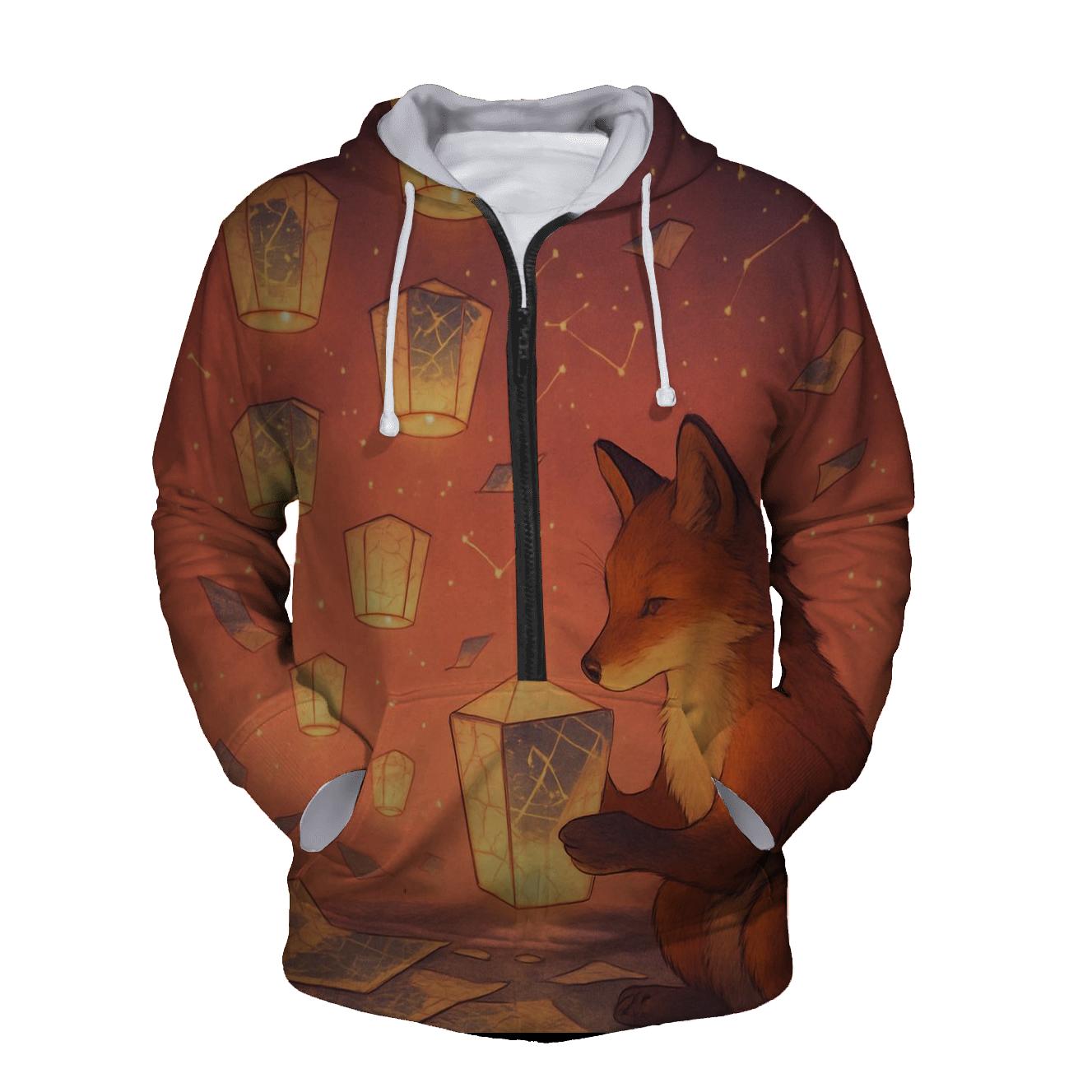 Polychrome Paper Lantern Fox graphic hoodies