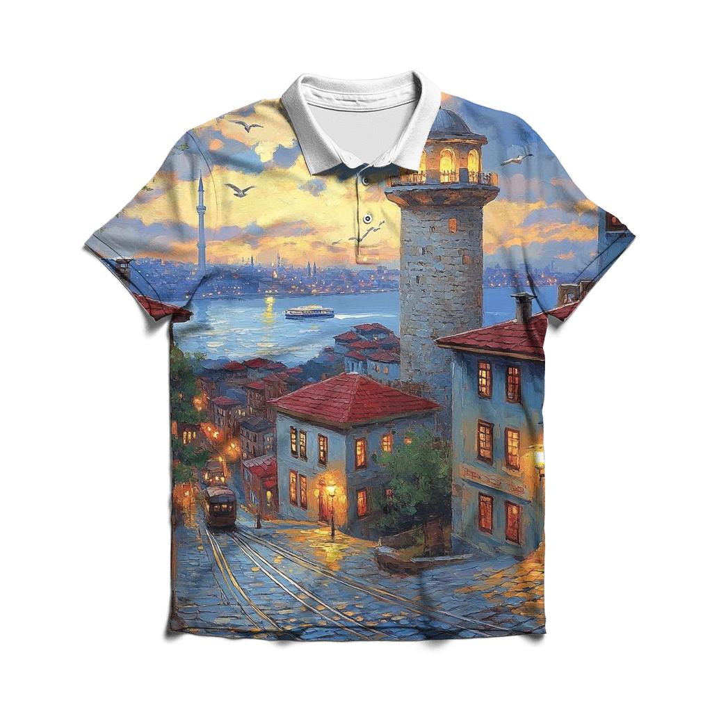 Galata Tower - Istanbul stylish collar polo tees