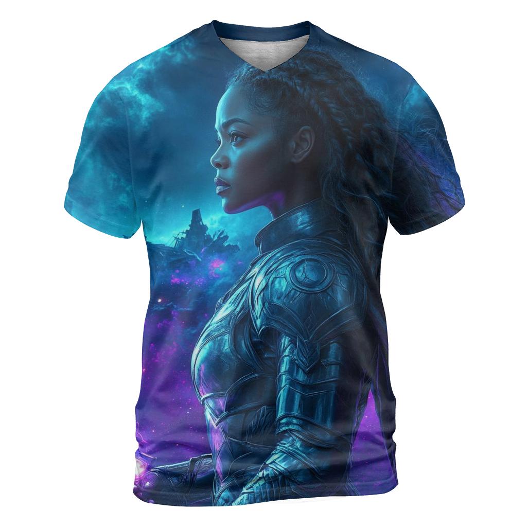 Tessa Thompson: Valkyries Starlit Rebellion vibrant all-over design tees