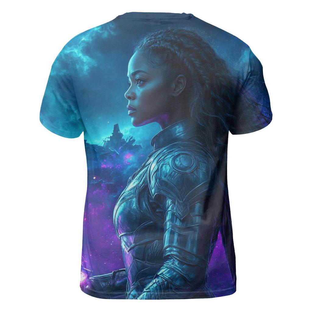 Tessa Thompson: Valkyries Starlit Rebellion vibrant all-over design tees