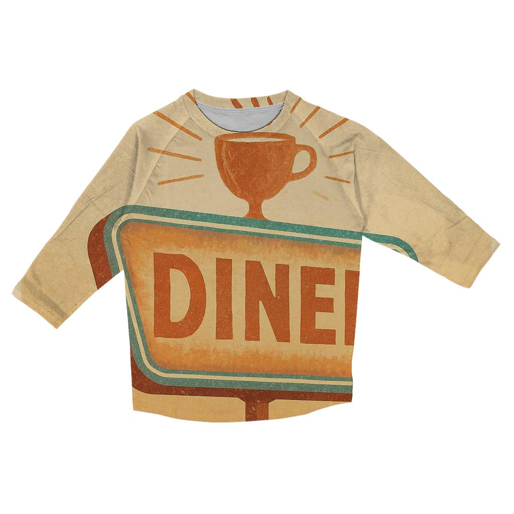 Burnt Orange Roadside Diner Poster fashion 3/4 sleeve shirts