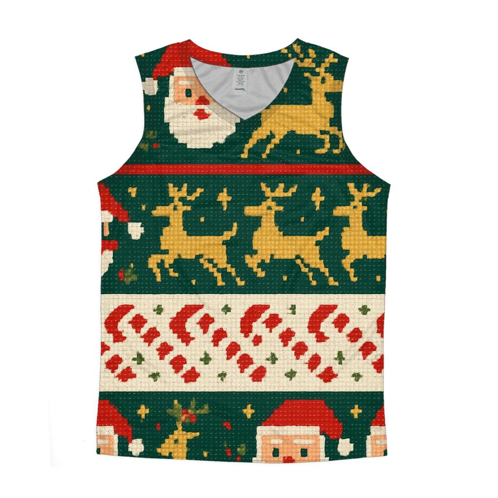 Pixelated Santa Parade Design sports performance tank tops