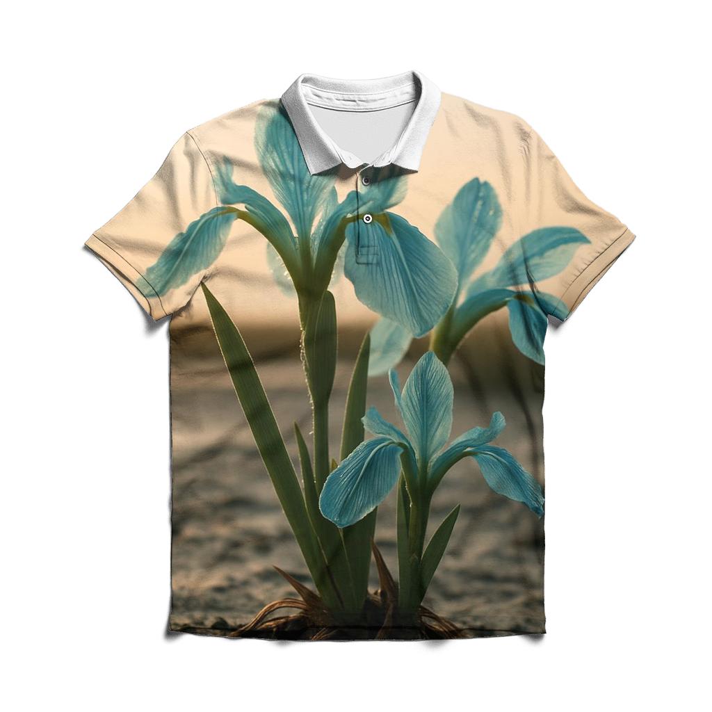 Dawn Petals Of The Salt Marsh Iris branded logo polo shirts