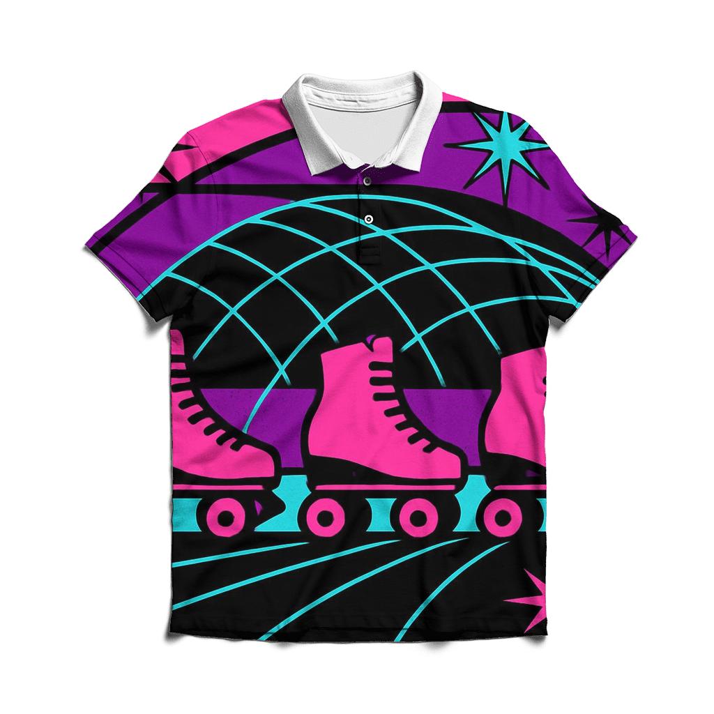 Neon Roller Rink Montage stylish collar polo tees
