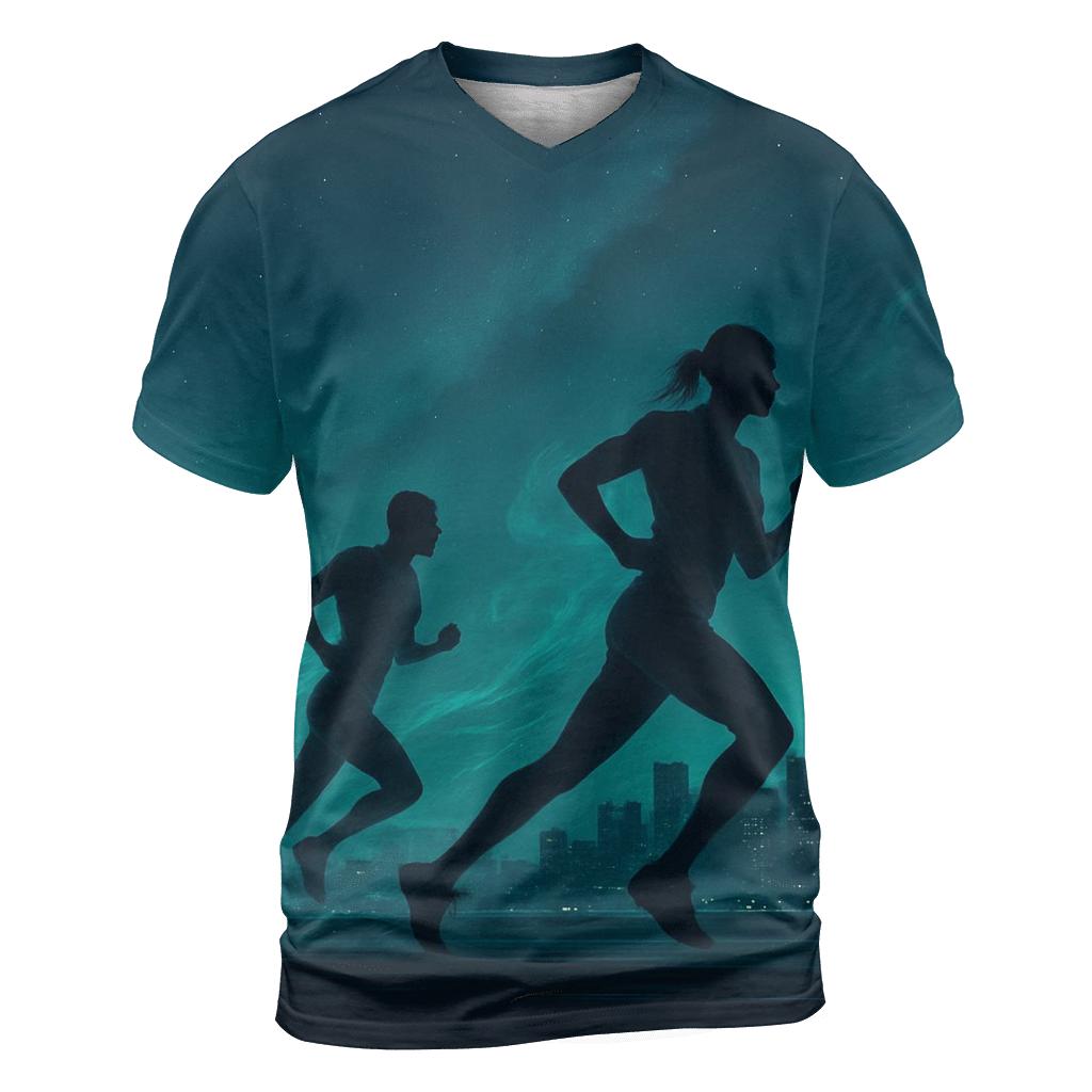 Midnight Marathon Skyline creative print fashion shirts