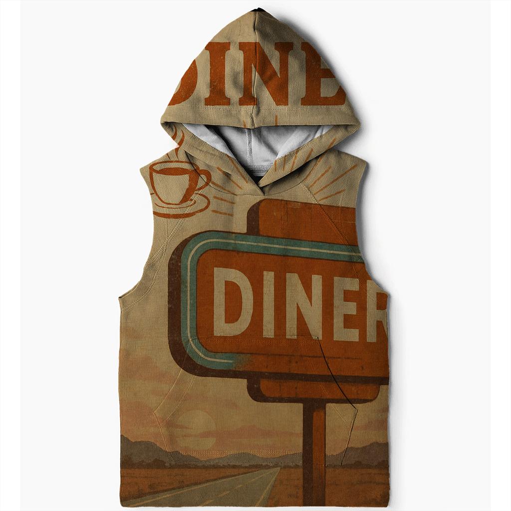 Burnt Orange Roadside Diner Poster embroidered hoodies