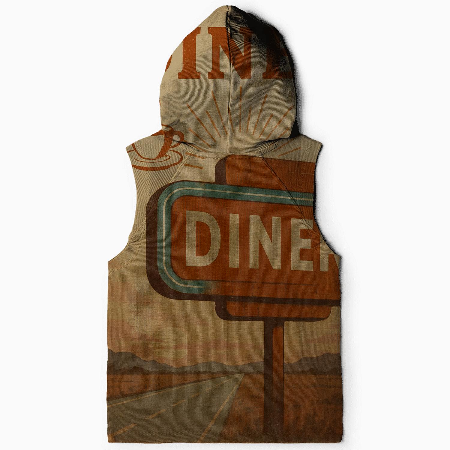 Burnt Orange Roadside Diner Poster embroidered hoodies