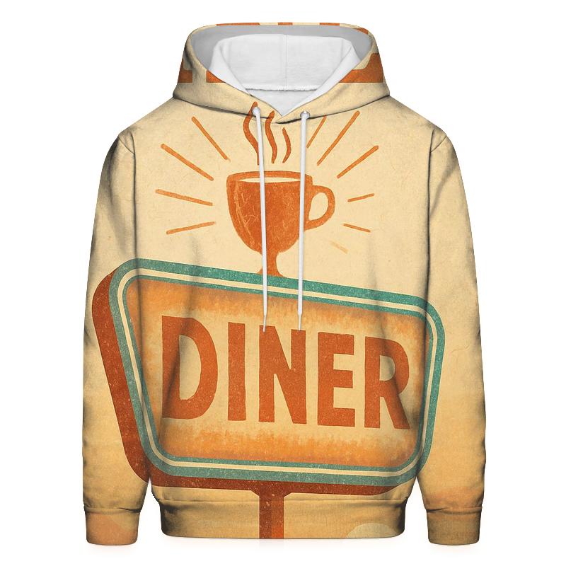 Burnt Orange Roadside Diner Poster lightweight hoodies