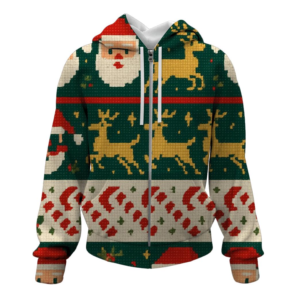 Pixelated Santa Parade Design hoodies fashion