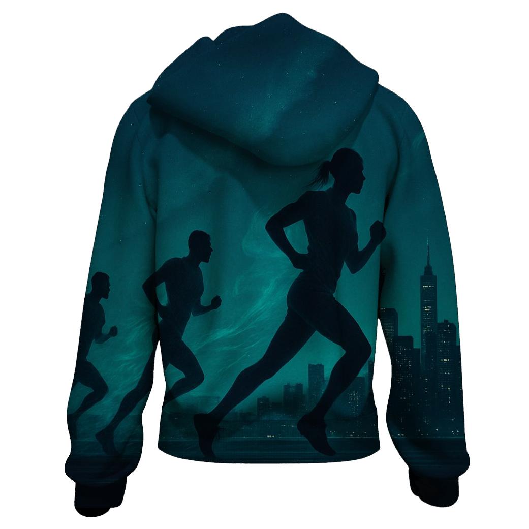 Midnight Marathon Skyline embroidered hoodies
