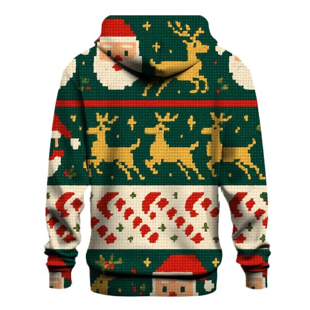 Pixelated Santa Parade Design zip-up hoodies