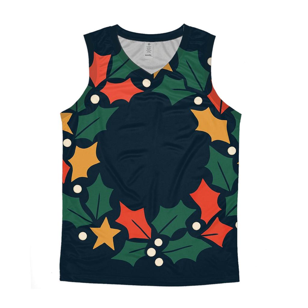 Cosmic Holly Wreath personalized athletic tanks