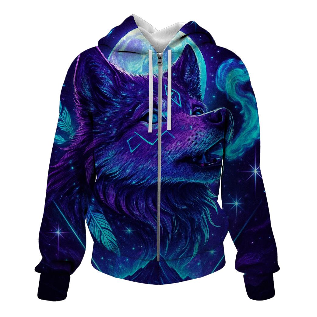 Lunar Aurora Wolf designer hoodies