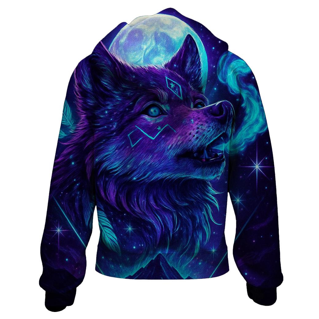 Lunar Aurora Wolf designer hoodies