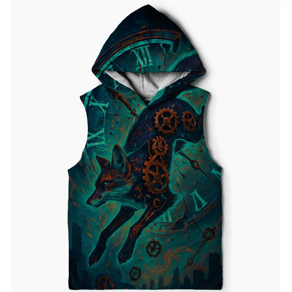 Whimsical Clockwork Fox embroidered hoodies
