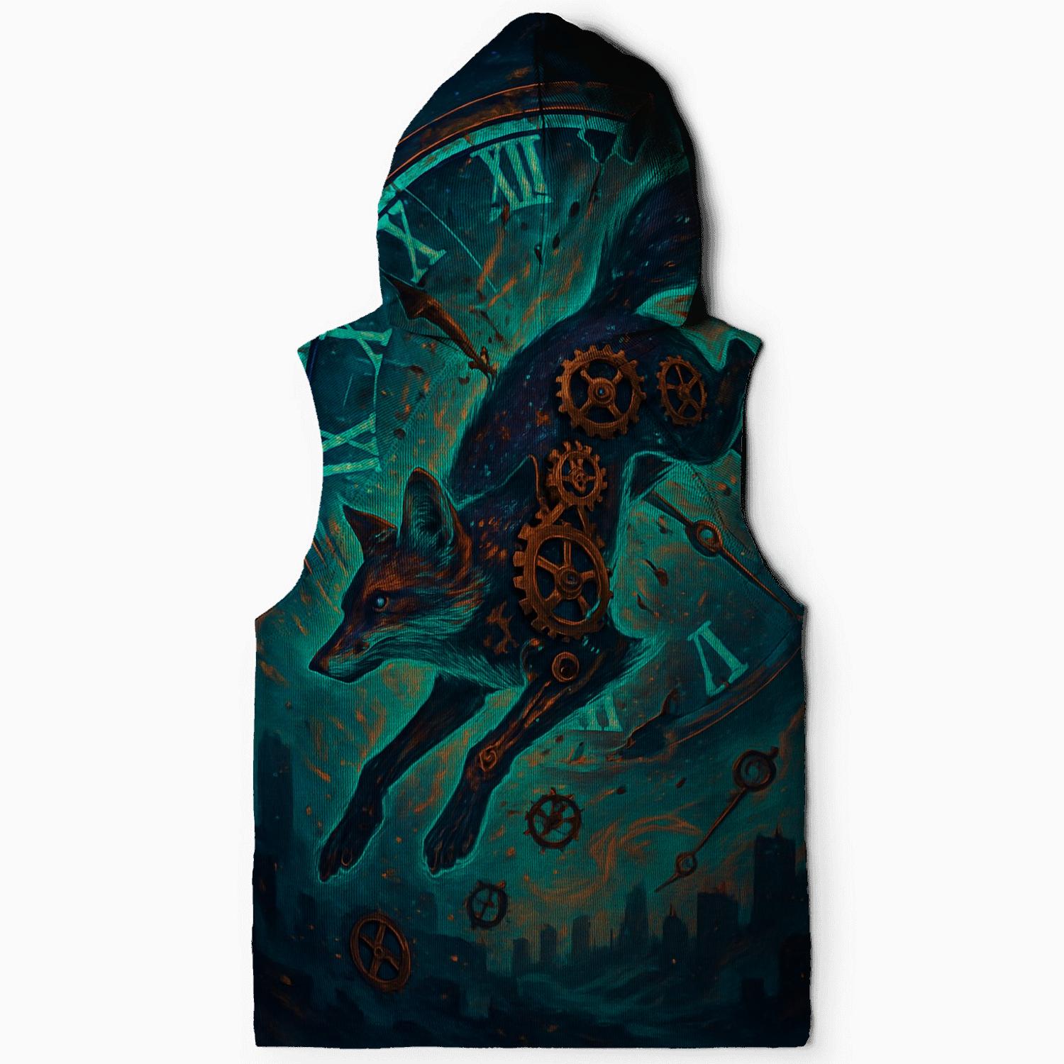 Whimsical Clockwork Fox embroidered hoodies