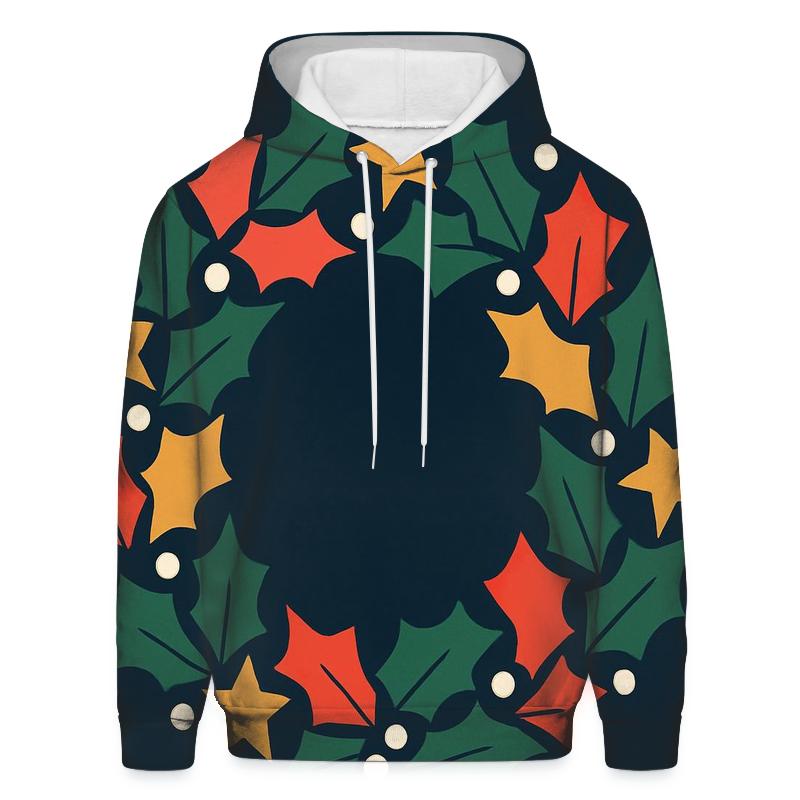 Cosmic Holly Wreath embroidered hoodies