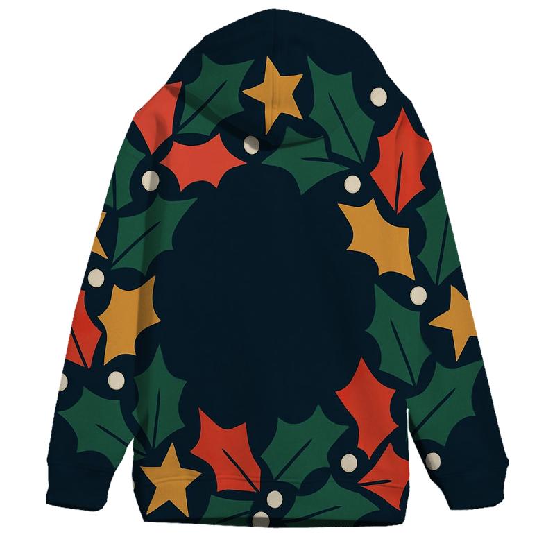 Cosmic Holly Wreath embroidered hoodies