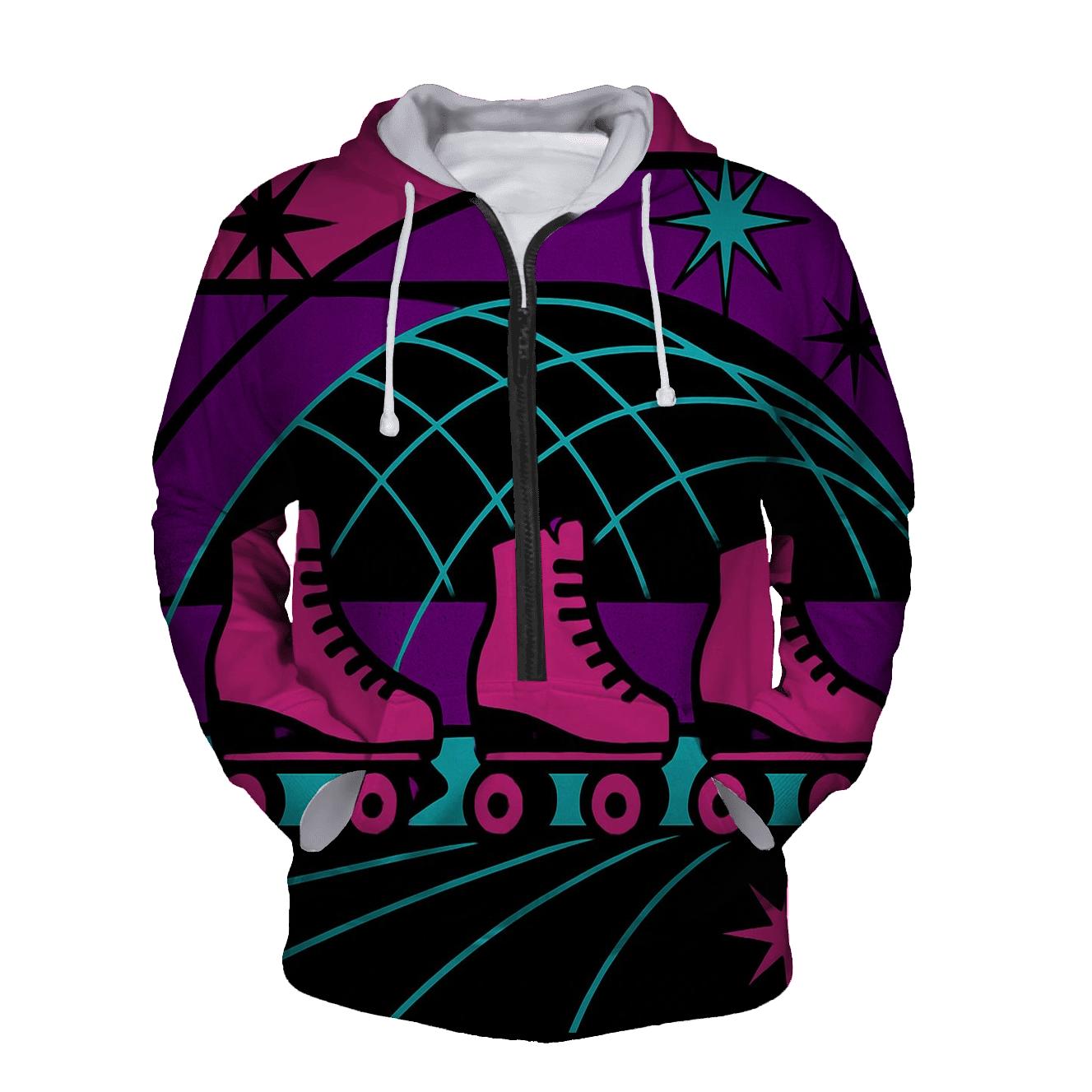 Neon Roller Rink Montage printed hoodies