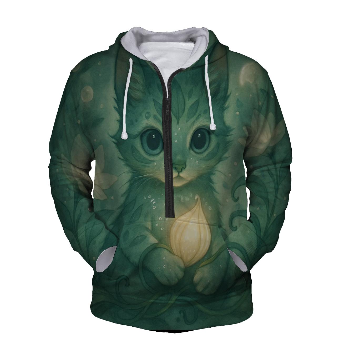 Botanical Guardian Kitten embroidered hoodies