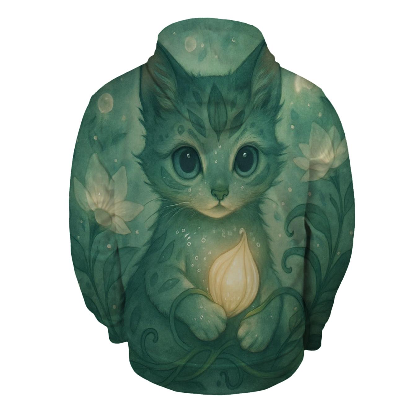 Botanical Guardian Kitten embroidered hoodies