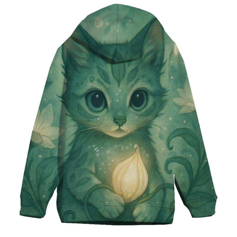 Botanical Guardian Kitten embroidered hoodies