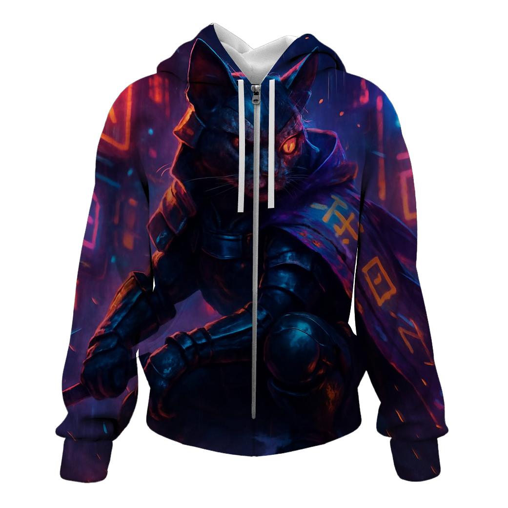 Alley Neon Samurai Cat hoodie styles