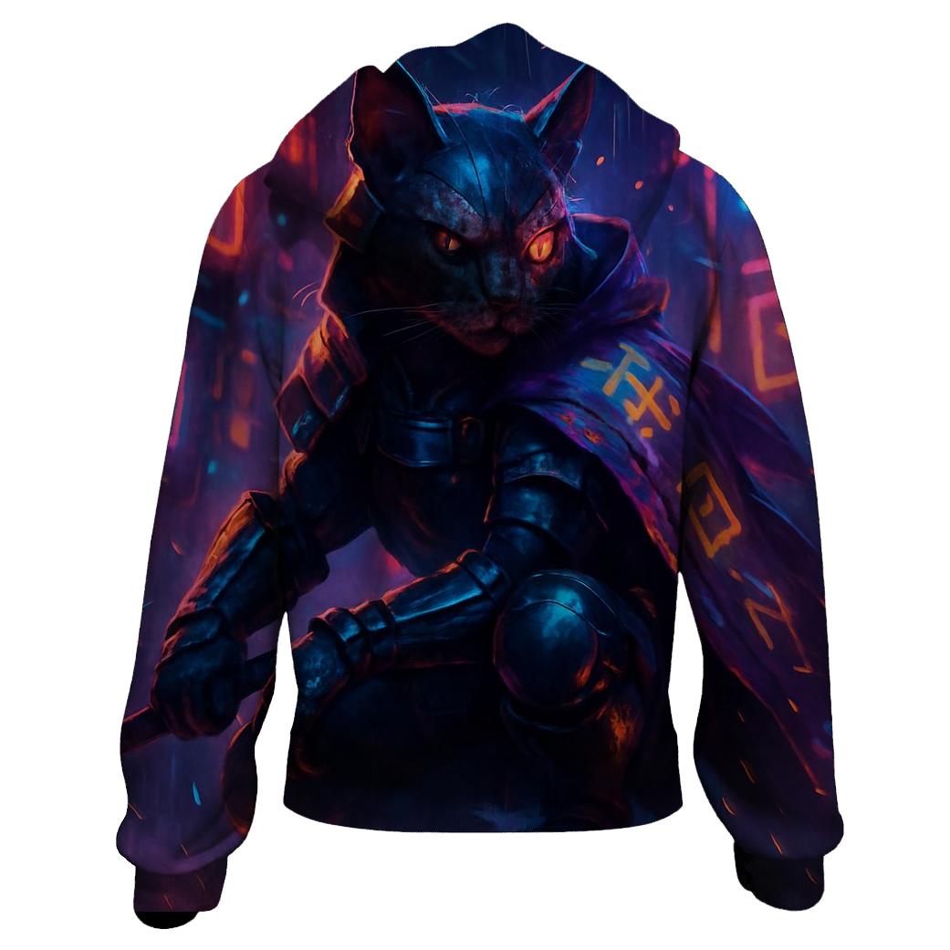 Alley Neon Samurai Cat hoodie styles
