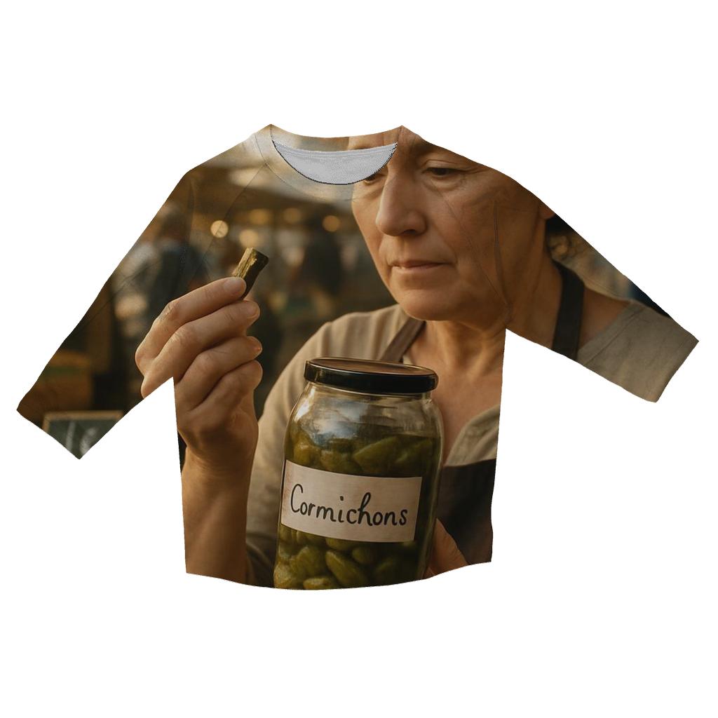 Market Seller With Cornichon Jar designer 3/4 sleeve blouses