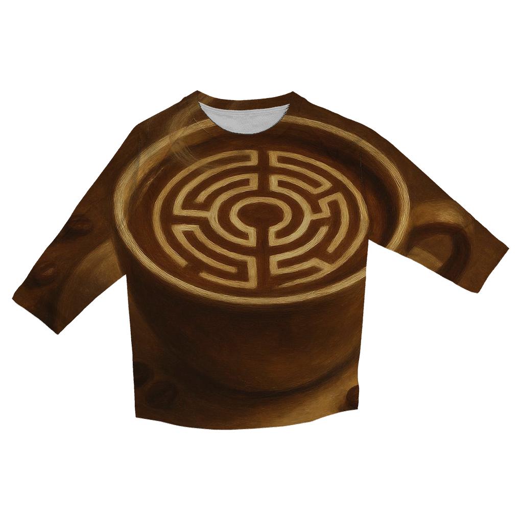 Latte Labyrinth printed three quarter sleeve shirts
