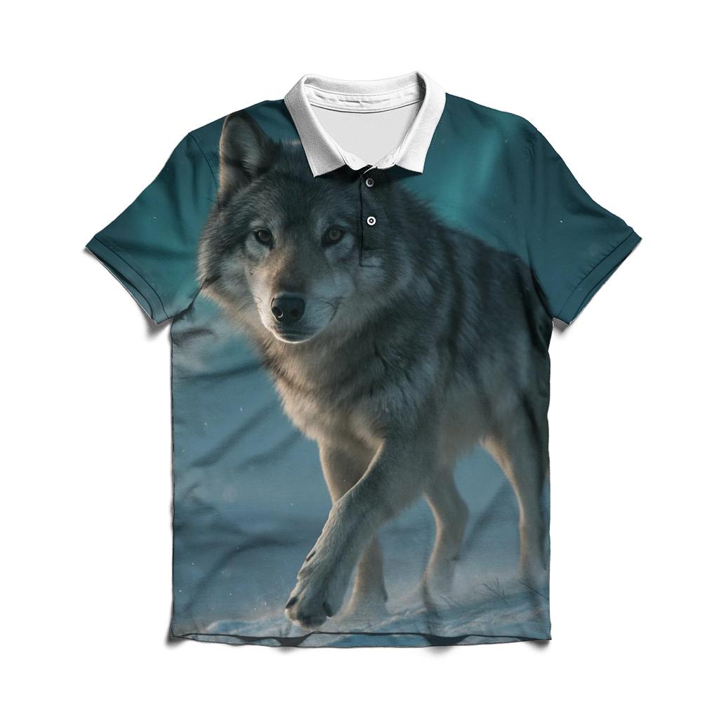Auroral Alpha Wolf At Tundra Ridge branded logo polo shirts