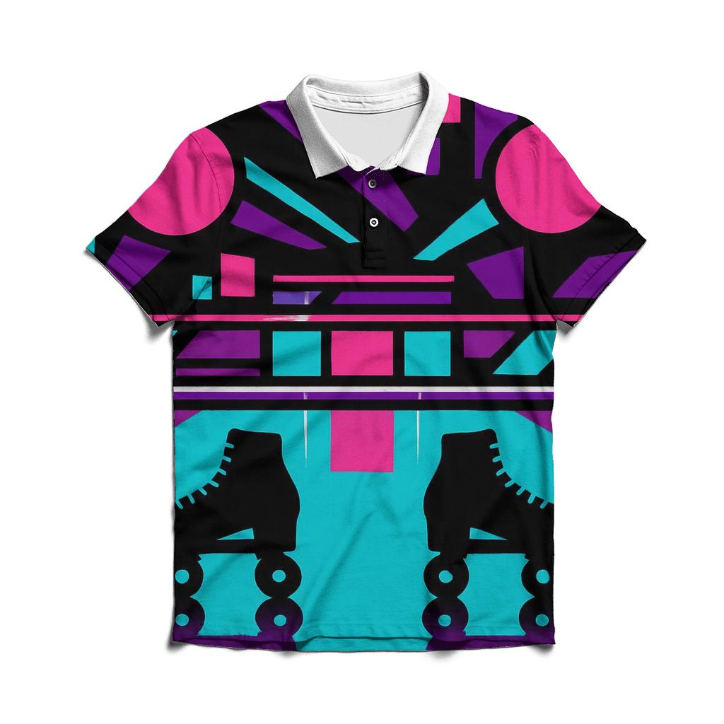 Neon Roller Rink Mosaic embroidered polo tops