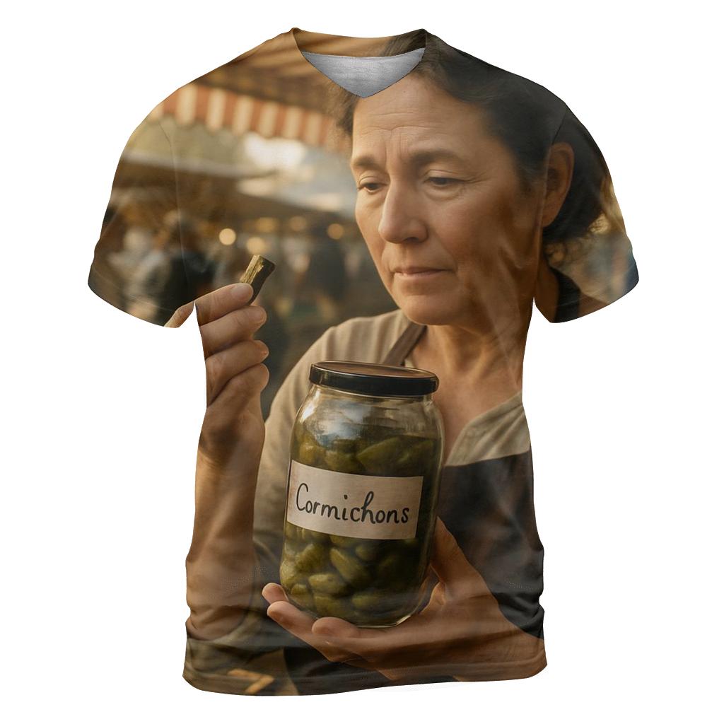 Market Seller With Cornichon Jar designer pattern shirts