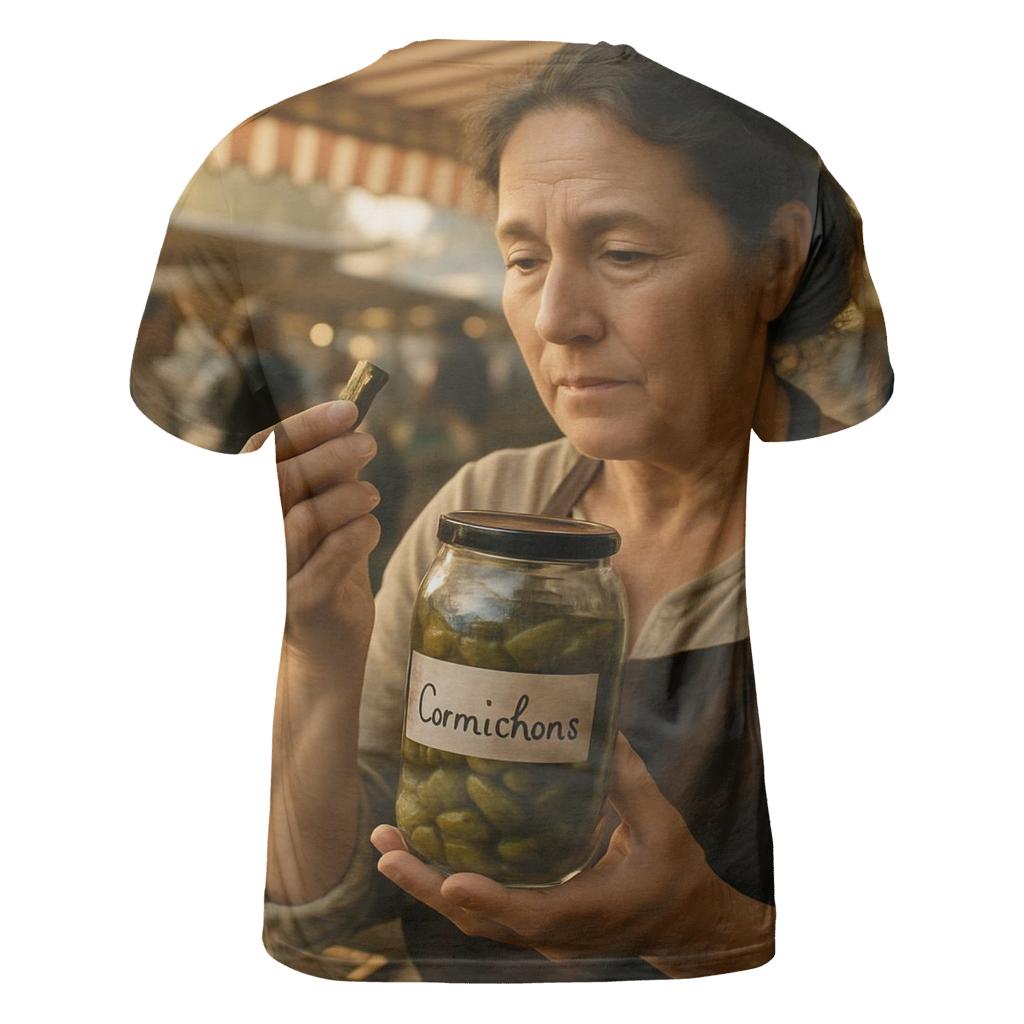 Market Seller With Cornichon Jar designer pattern shirts