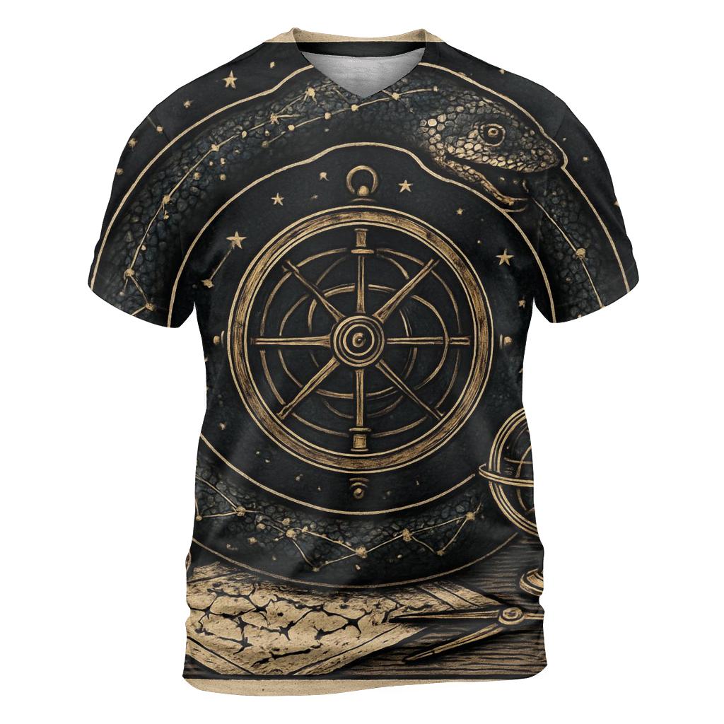 Celestial Ouroboros Cartographer creative print fashion shirts