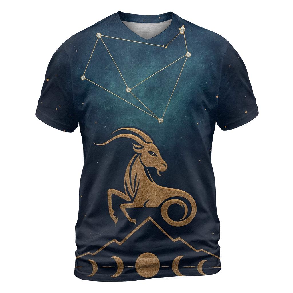Capricorn Mountain Goat Nebula Map vibrant all-over design tees