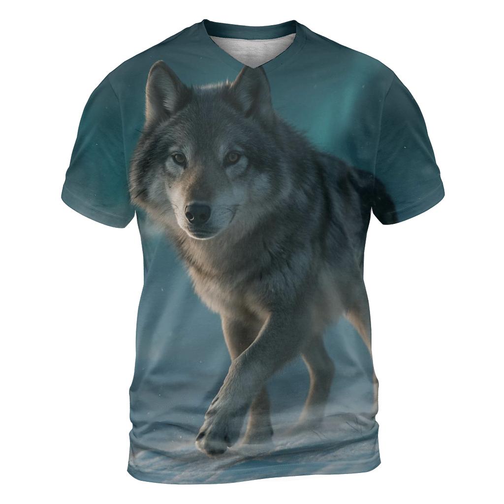 Auroral Alpha Wolf At Tundra Ridge trendy printed shirt styles