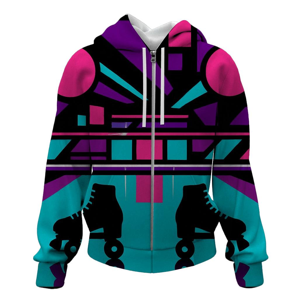 Neon Roller Rink Mosaic graphic hoodies