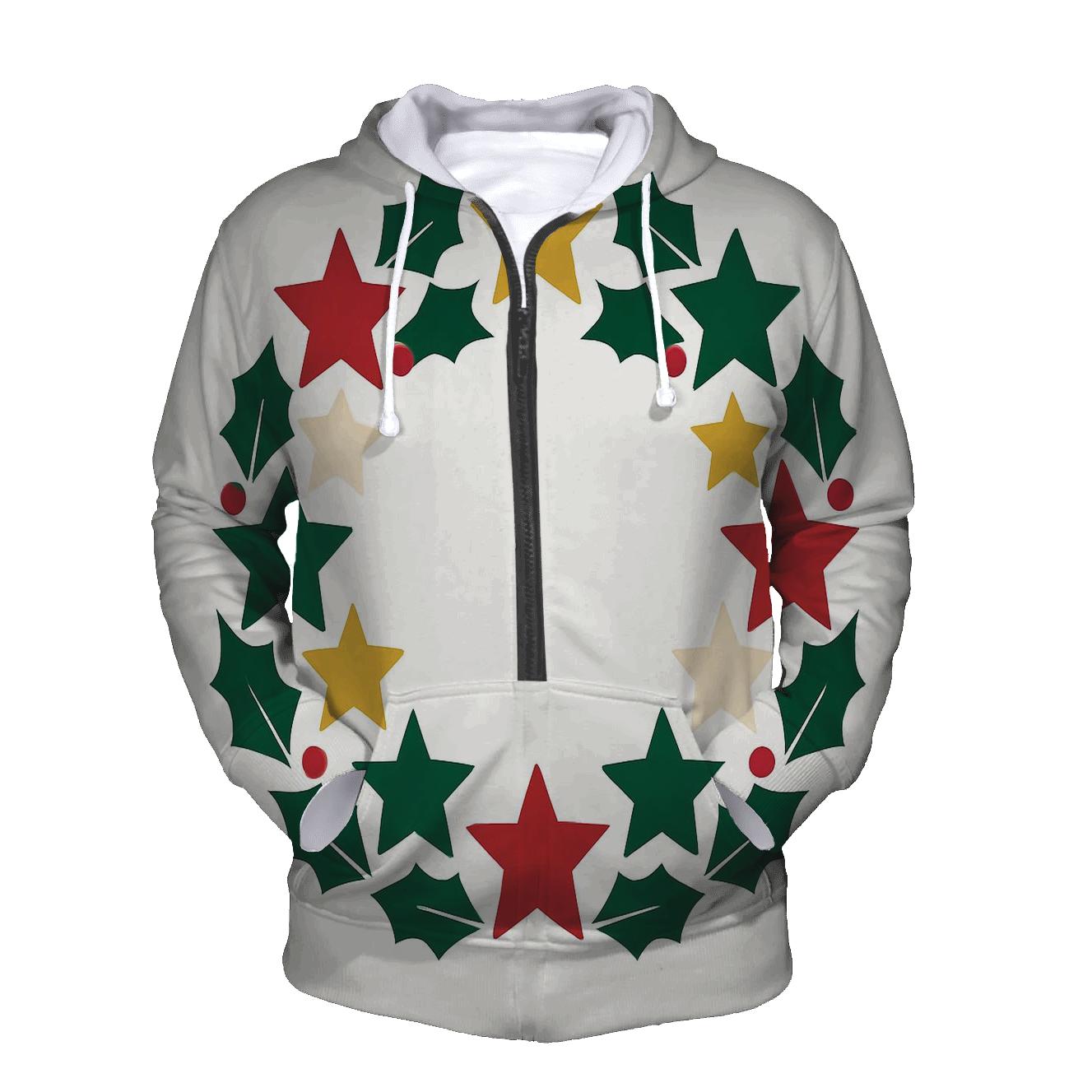 Wreath Of Stars And Holly pullover hoodies