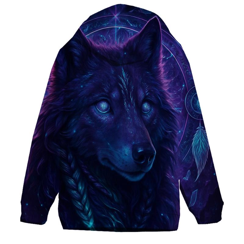 Nebula Guardian Wolf graphic hoodies
