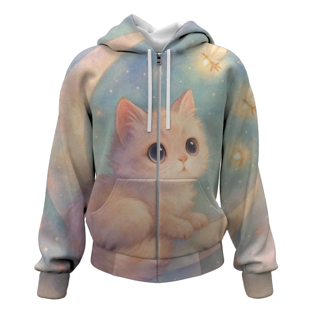 Moonlit Lavender Kitten lightweight hoodies