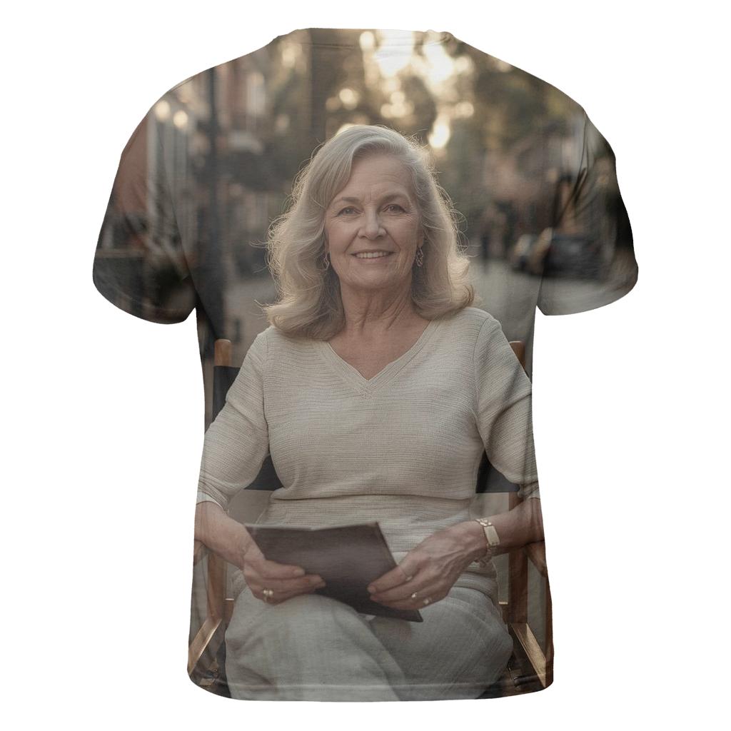 Polly Holliday On Set In Savannah artistic all-over print tops