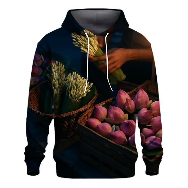 Midnight Lotus Market Bloom graphic hoodies