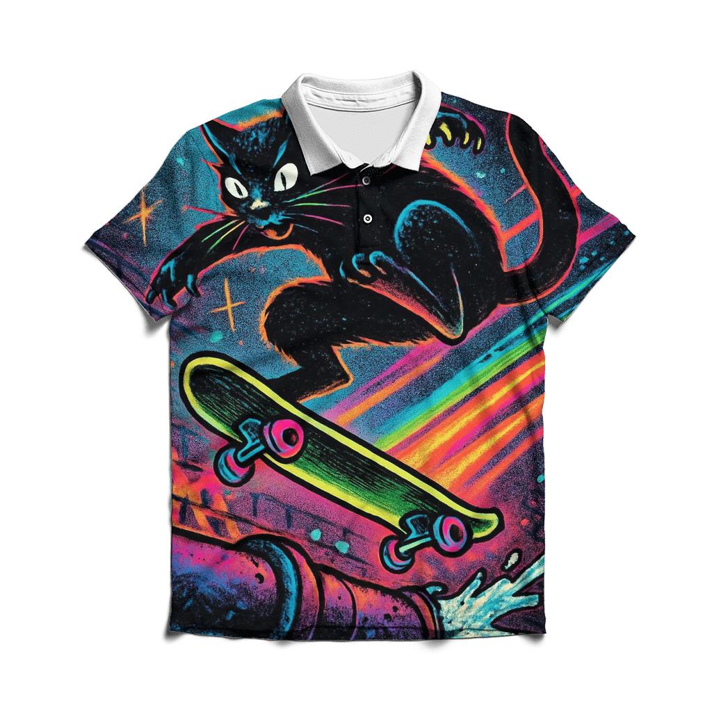 Galactic Skateboard Alley Cat casual sports polo shirts
