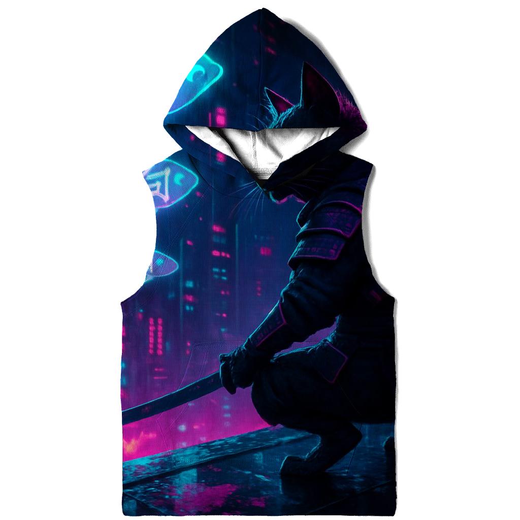 Neon Alley Samurai Cat custom hoodies