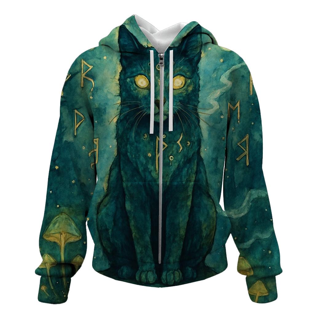 Mystic Rune Guardian Cat graphic hoodies