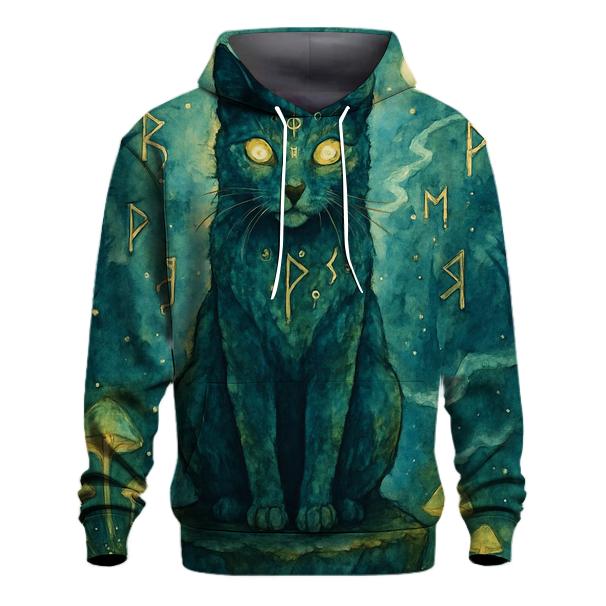Mystic Rune Guardian Cat printed hoodies