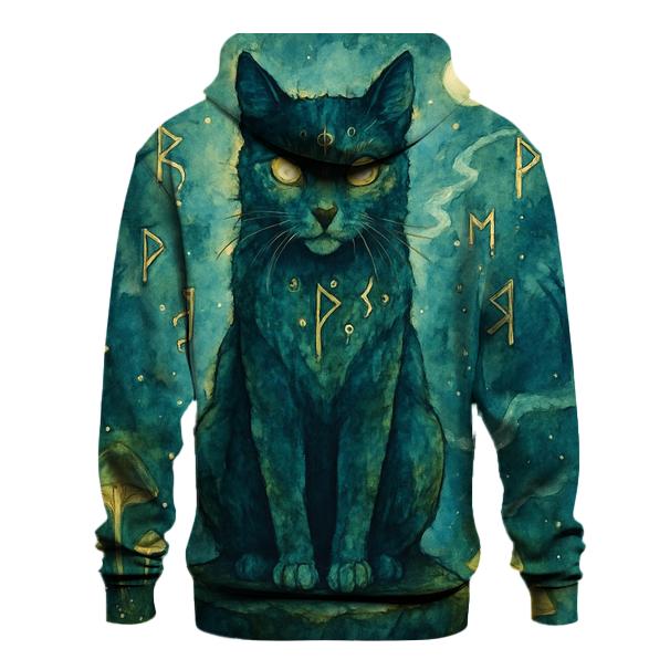 Mystic Rune Guardian Cat printed hoodies