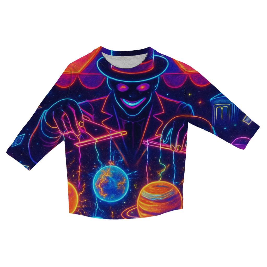 Random Neon Puppeteer casual three quarter sleeve shirts
