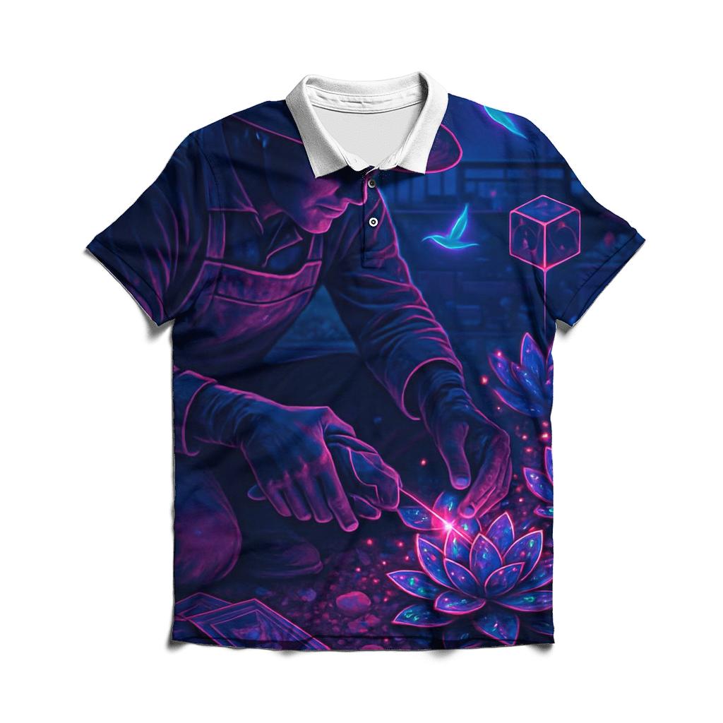 Random Neon Gardener branded logo polo shirts